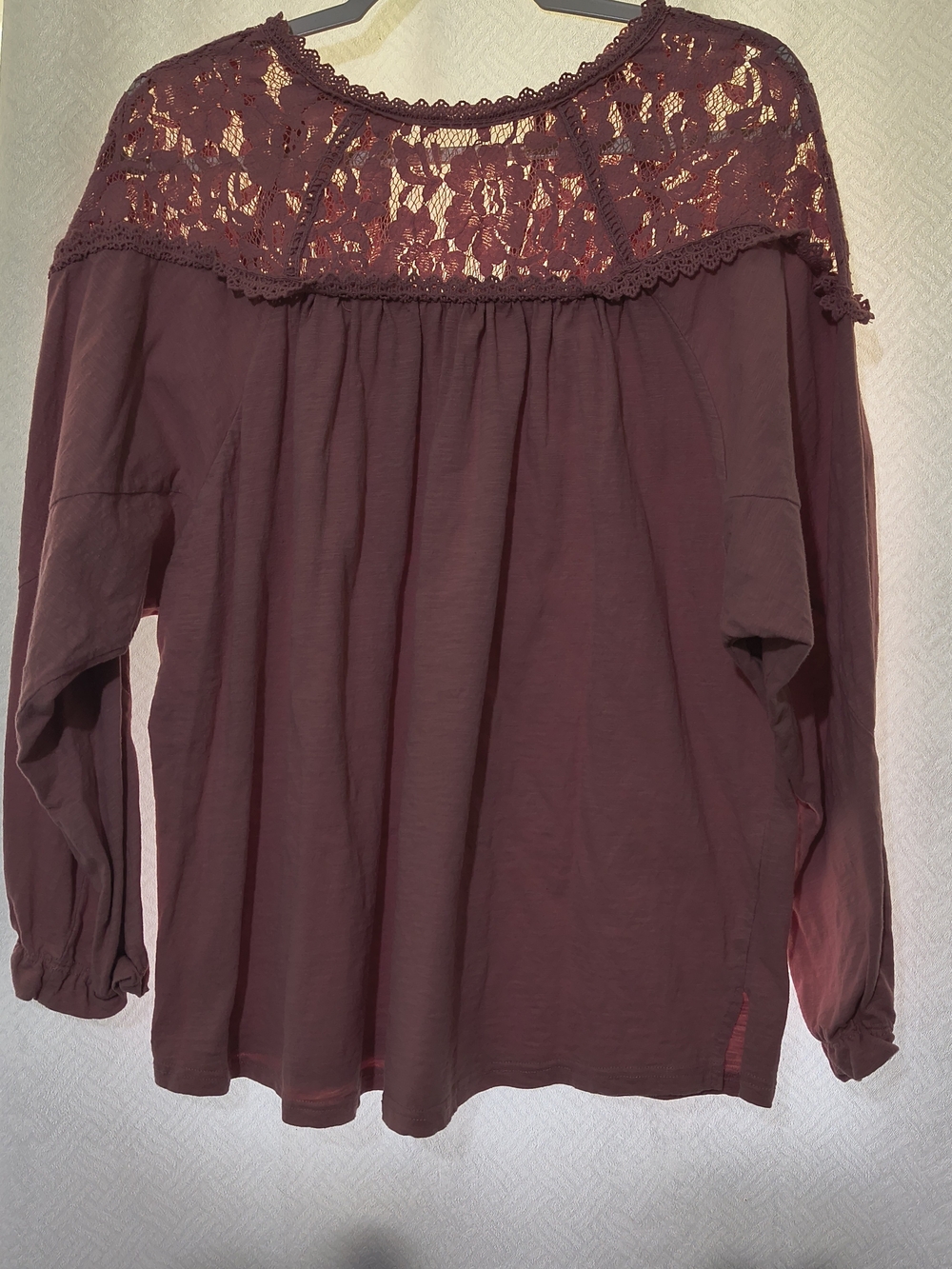 Umgee Lace Yoke Long Sleeve Tunic - Dusty Pink (Mauve?)
